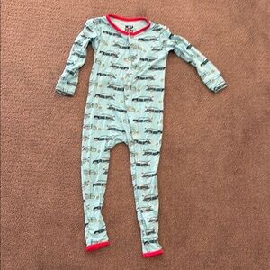 Kids One Piece Pajama with Car Print Kickee Pants
